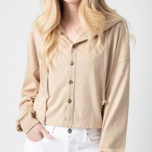 THE RANGE Button Down Hoodie in Dune